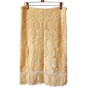 NWT - SOLITAIRE by Ravi‎ Khosla - Beige Crochet Lace Skirt - Size Small